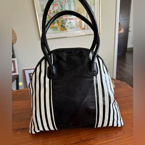 Badgley Mischka black/white 
Belle Selena Striped
Convertible Satchel